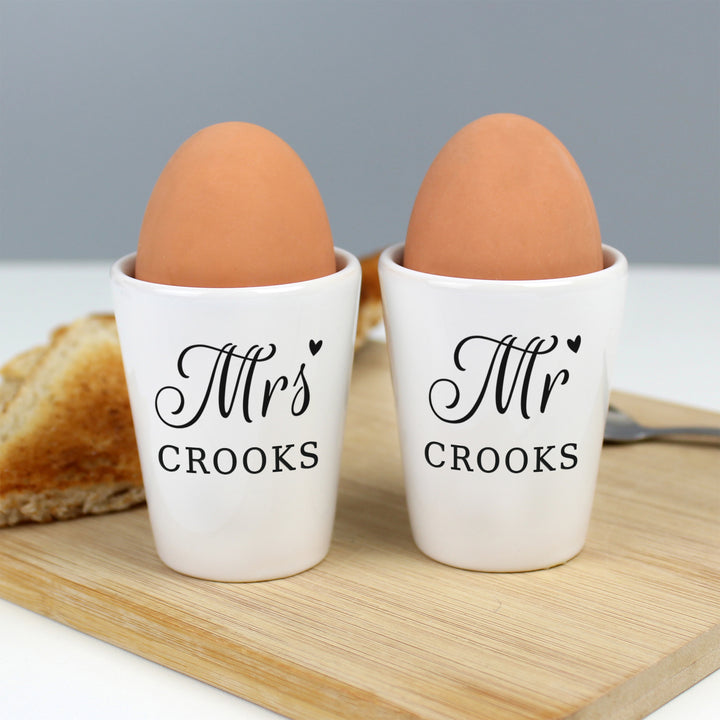 Personalised Mr & Mrs Egg Cups - part of the Gifts Finder Personalised Wedding Gifts collection