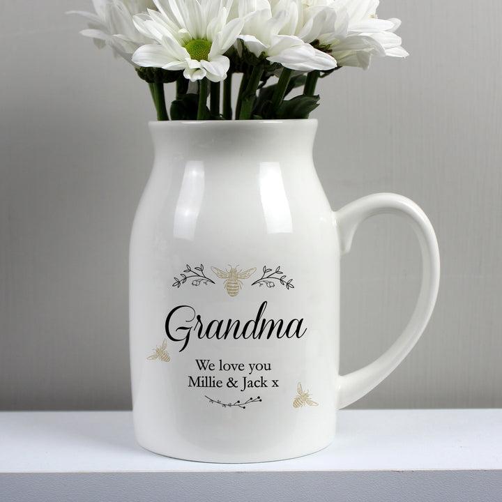 Buy Personalised Floral Bee Flower Jug Vase available now at www.giftsfinder.co.uk