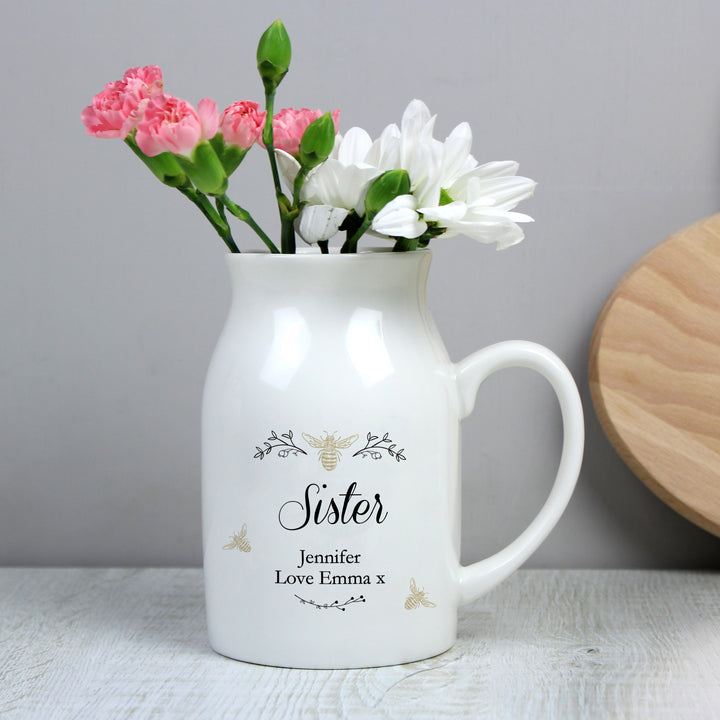 Buy Personalised Floral Bee Flower Jug Vase available now at www.giftsfinder.co.uk