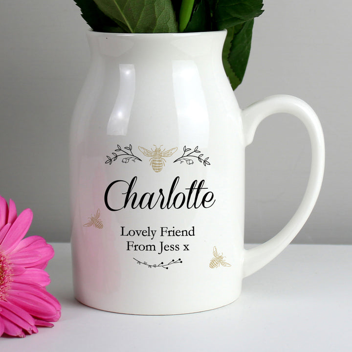 Buy Personalised Floral Bee Flower Jug Vase available now at www.giftsfinder.co.uk