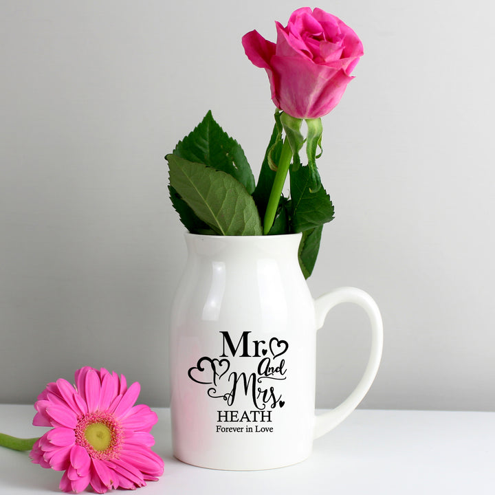 Personalised Mr & Mrs Flower Jug - part of the Gifts Finder Personalised Wedding Gifts collection