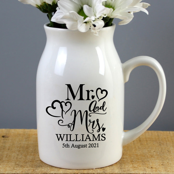 Personalised Mr & Mrs Flower Jug - part of the Gifts Finder Personalised Wedding Gifts collection