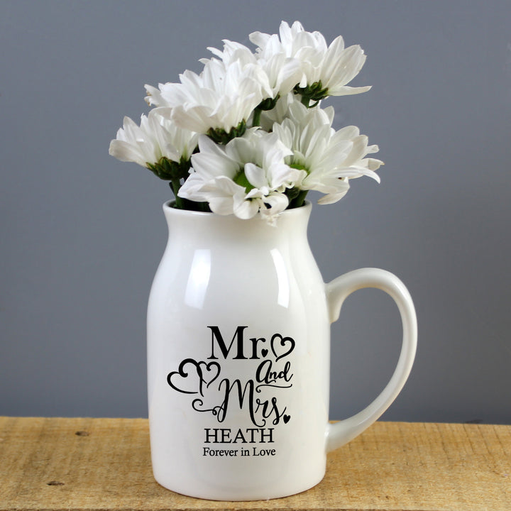 Personalised Mr & Mrs Flower Jug - part of the Gifts Finder Personalised Wedding Gifts collection