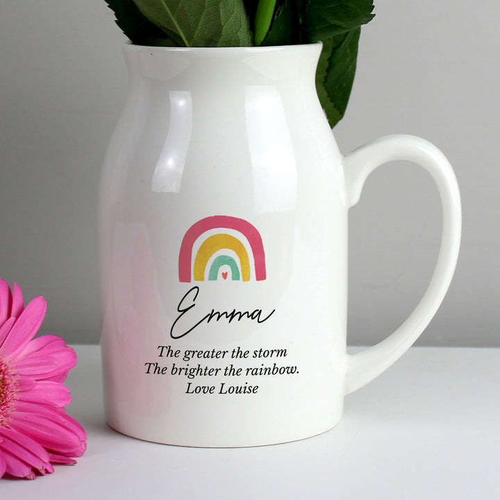 Buy Personalised Rainbow Flower Jug at www.giftsfinder.co.uk