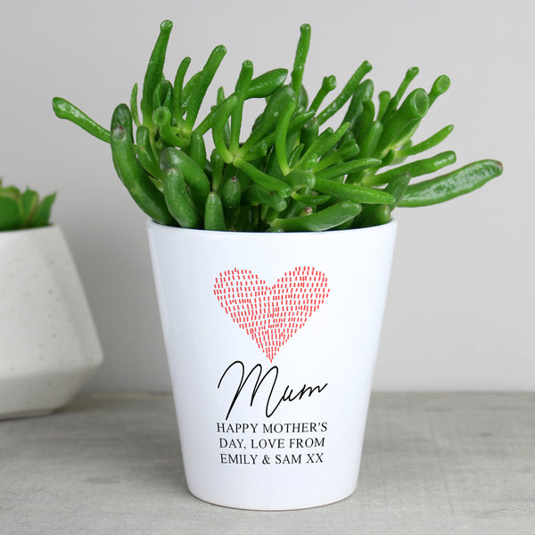 Buy Personalised Heart Plant Pot at www.giftsfinder.co.uk