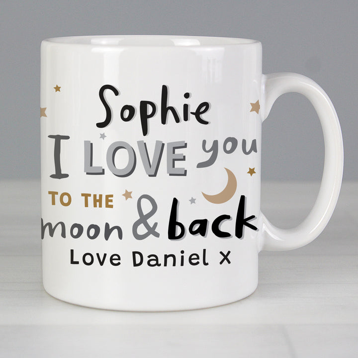 Buy Personalised To the Moon and Back Mug at www.giftsfinder.co.uk