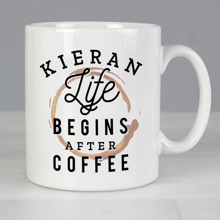 Buy Personalised Life Begins After Coffee Mug at www.giftsfinder.co.uk