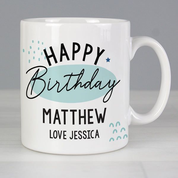 Buy Personalised Happy Birthday Mug at www.giftsfinder.co.uk