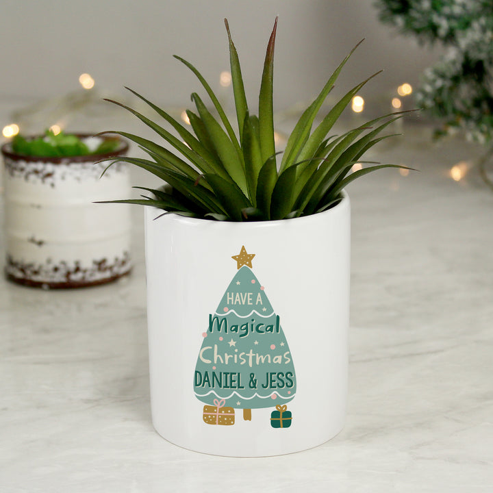 Buy Personalised Have A Magical Christmas Ceramic Plant Pot available now at www.giftsfinder.co.uk