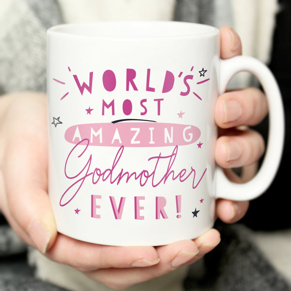 Personalised World's Most Amazing Godmother Mug in gift category Personalised Mugs