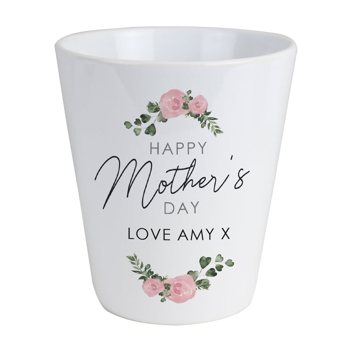 Buy Personalised Abstract Rose Happy Mothers Day Plant Pot available now at www.giftsfinder.co.uk