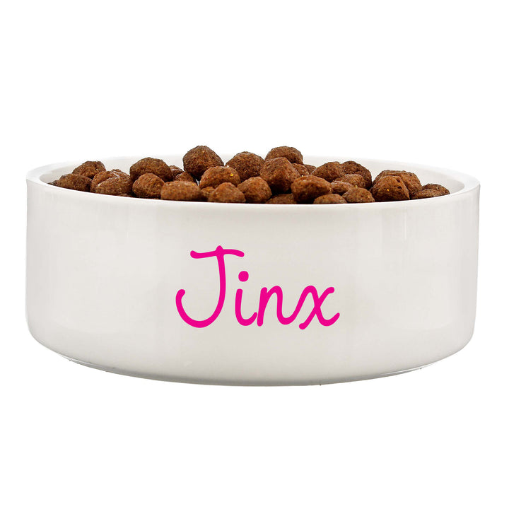 Buy Personalised Pink Name 14cm Medium Pet Bowl For Dogs And Cats at www.giftsfinder.co.uk