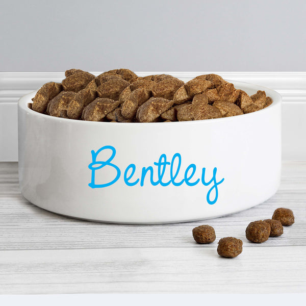 Personalised Blue Name 14Cm Medium Pet Bowl For Dogs And Cats - part of the Personalised Pet Bowls collection