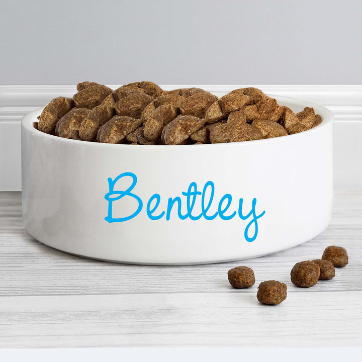 Buy Personalised Blue Name 14cm Medium Pet Bowl For Dogs And Cats available now at www.giftsfinder.co.uk