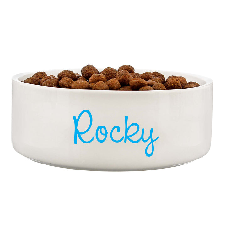 Buy Personalised Blue Name 14cm Medium Pet Bowl For Dogs And Cats available now at www.giftsfinder.co.uk