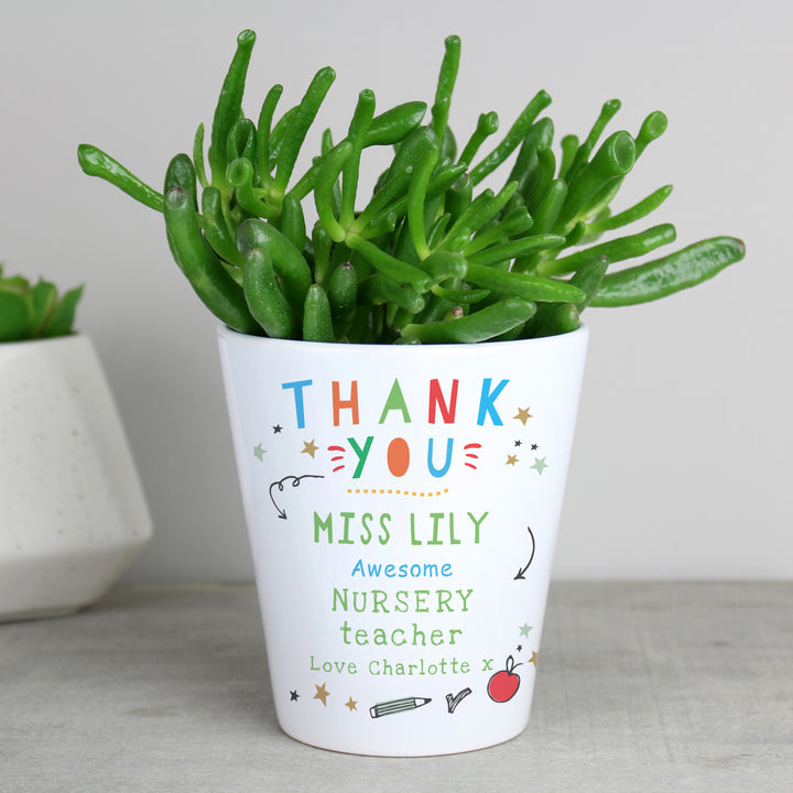 Personalised Thank You Teacher Plant Pot in gift category Personalised Teacher Gifts