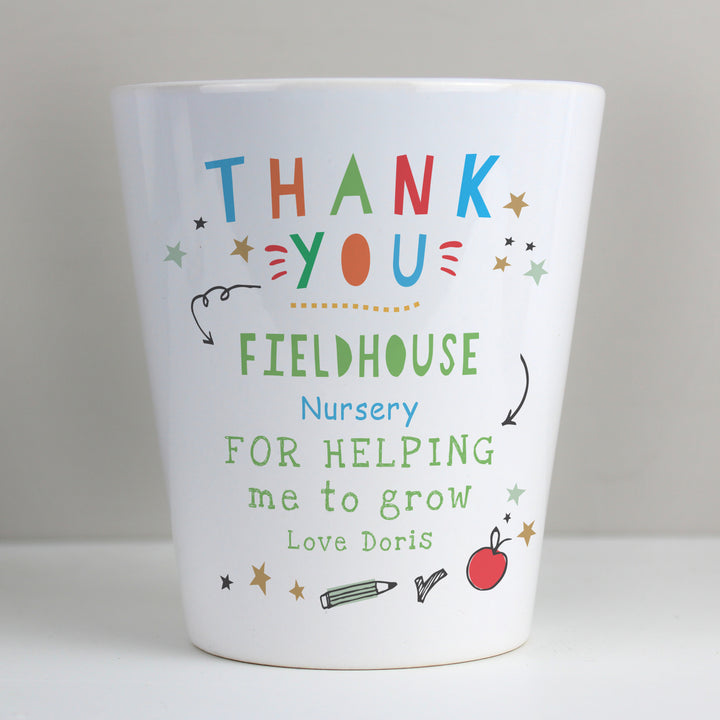 Personalised Thank You Teacher Plant Pot in gift category Personalised Teacher Gifts