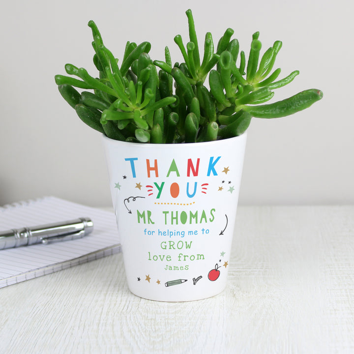 Personalised Thank You Teacher Plant Pot in gift category Personalised Teacher Gifts