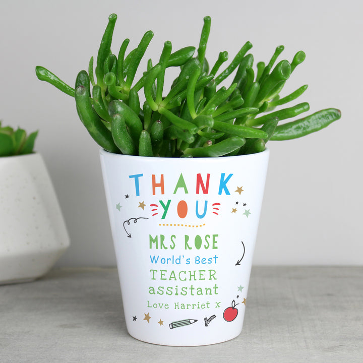 Personalised Thank You Teacher Plant Pot in gift category Personalised Teacher Gifts