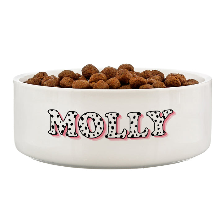 Buy Personalised Pink Spots Name 14cm Medium Pet Bowl For Dogs And Cats at www.giftsfinder.co.uk