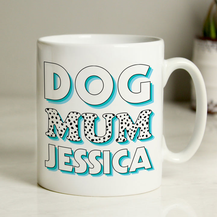 Personalised Dog Mum Blue Spots Mug - part of the Gifts Finder Personalised Mugs collection