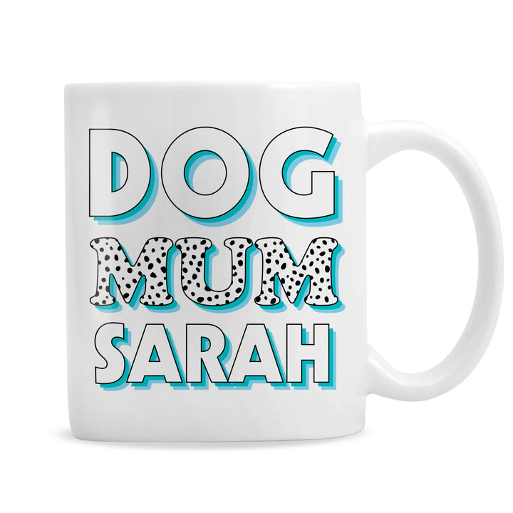 Personalised Dog Mum Blue Spots Mug - part of the Gifts Finder Personalised Mugs collection