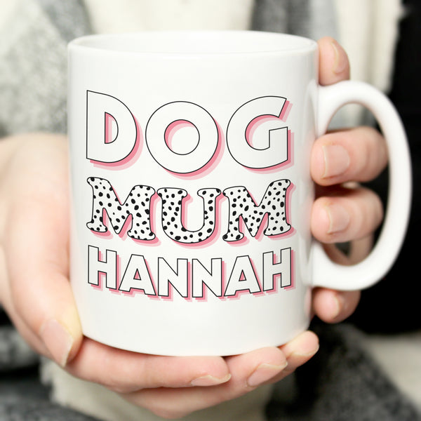 Personalised Dog Mum Pink Spots Mug - part of the Personalised Mugs collection