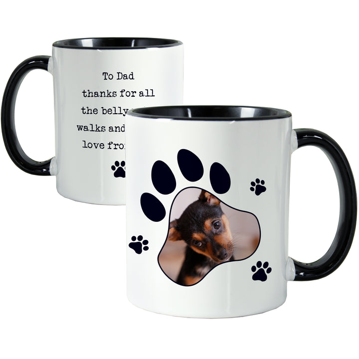 Personalised Paw Print Pet Photo Upload Black HandLED Mug - part of the Personalised Mugs collection