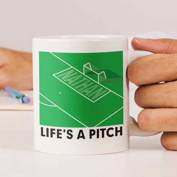 Buy Personalised Life's A Pitch Mug available now at www.giftsfinder.co.uk