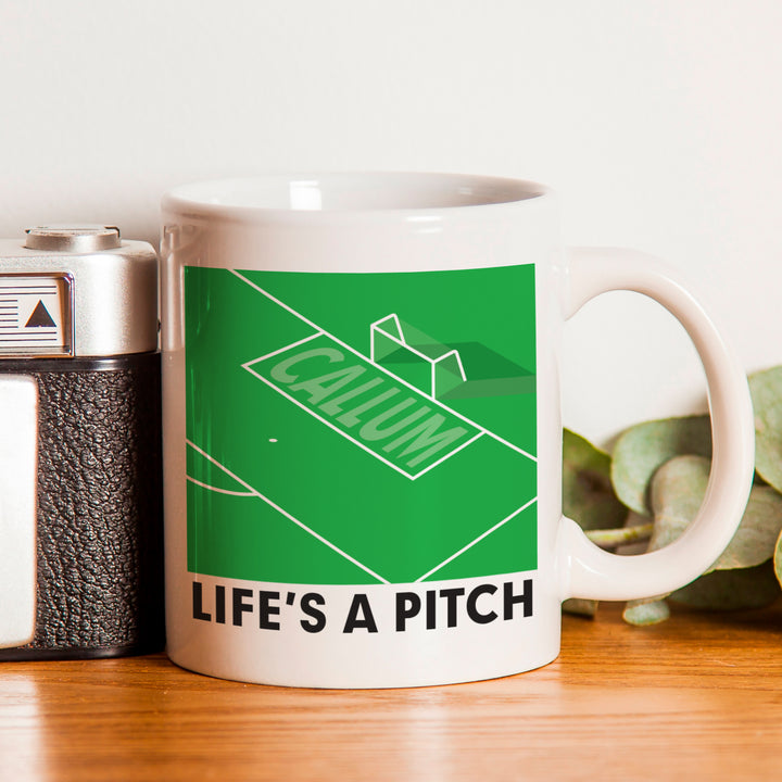 Buy Personalised Life's A Pitch Mug available now at www.giftsfinder.co.uk