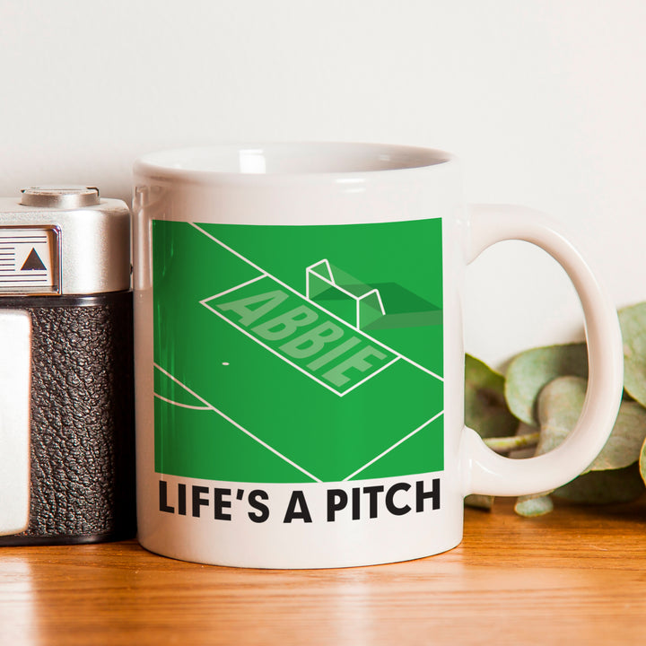 Buy Personalised Life's A Pitch Mug available now at www.giftsfinder.co.uk