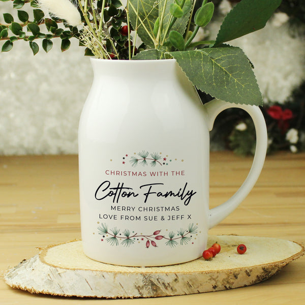 Buy Personalised Christmas Flower Jug available now at www.giftsfinder.co.uk