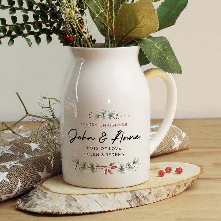 Buy Personalised Christmas Flower Jug available now at www.giftsfinder.co.uk