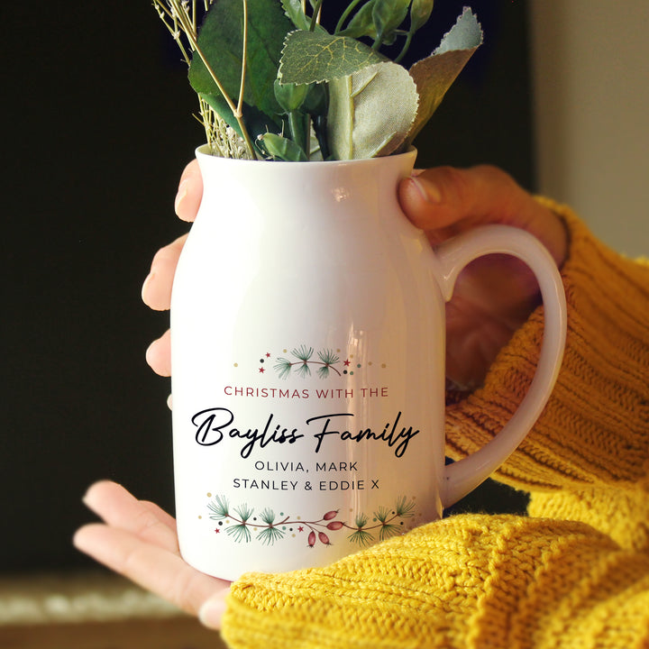 Buy Personalised Christmas Flower Jug available now at www.giftsfinder.co.uk