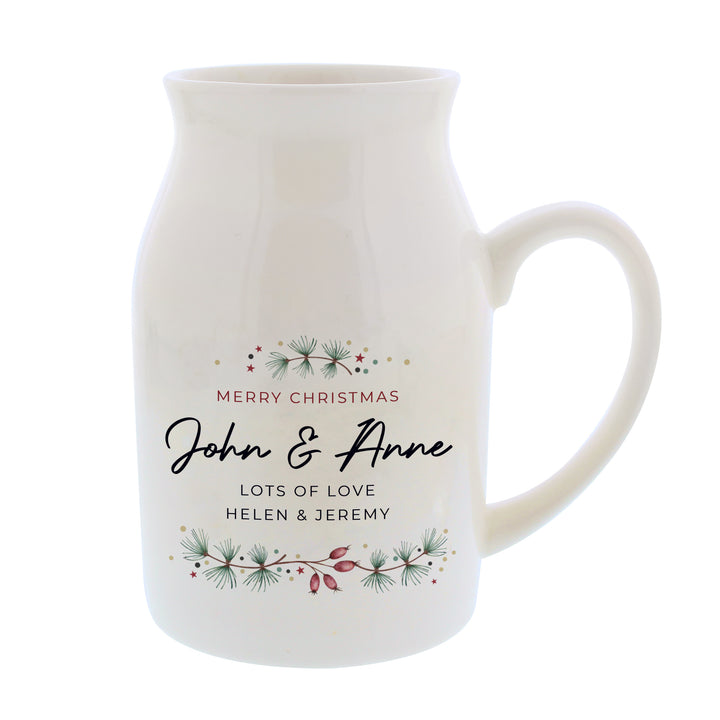 Buy Personalised Christmas Flower Jug available now at www.giftsfinder.co.uk