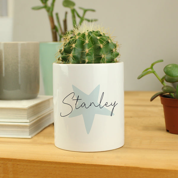 Buy Personalised Blue Star Ceramic Storage Pot available now at www.giftsfinder.co.uk