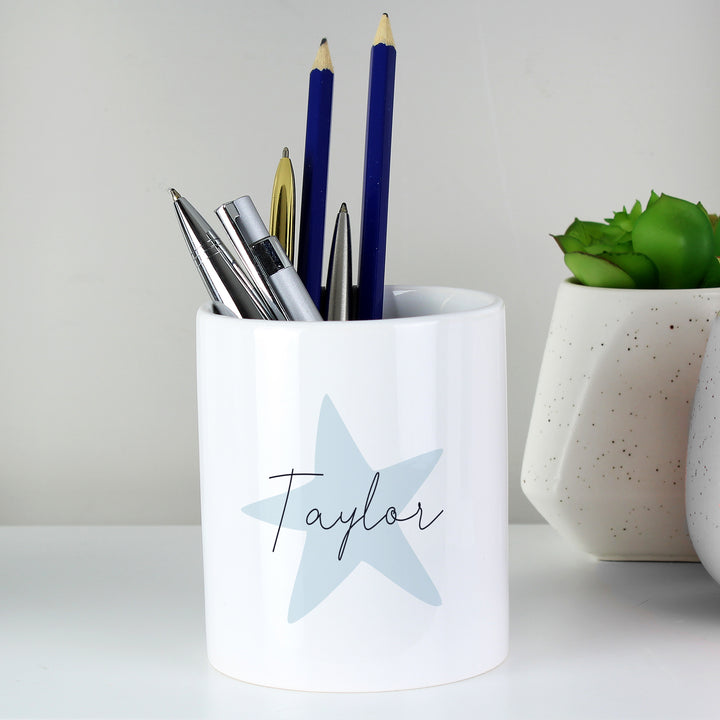 Personalised Blue Star Ceramic Storage Pot - part of the Gifts Finder Personalised Storage Pots collection