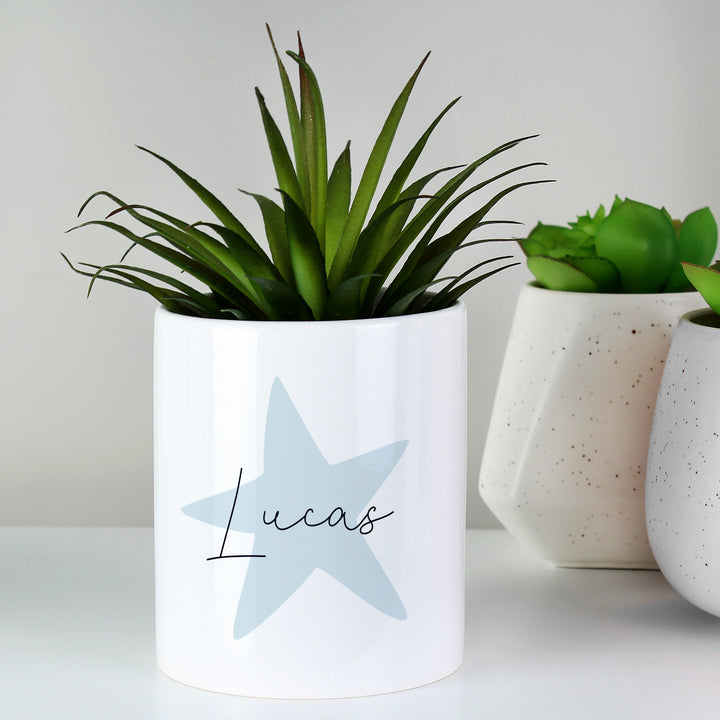 Personalised Blue Star Ceramic Storage Pot - part of the Gifts Finder Personalised Storage Pots collection