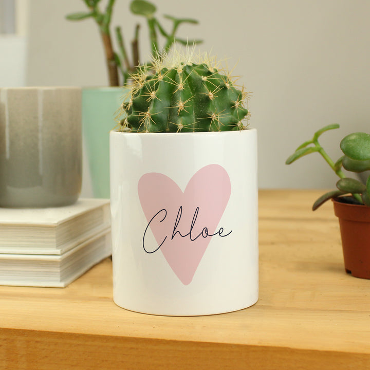 Personalised Pink Heart Ceramic Storage Pot - part of the Gifts Finder Personalised Storage Pots collection