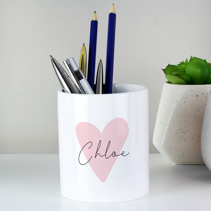 Personalised Pink Heart Ceramic Storage Pot - part of the Gifts Finder Personalised Storage Pots collection