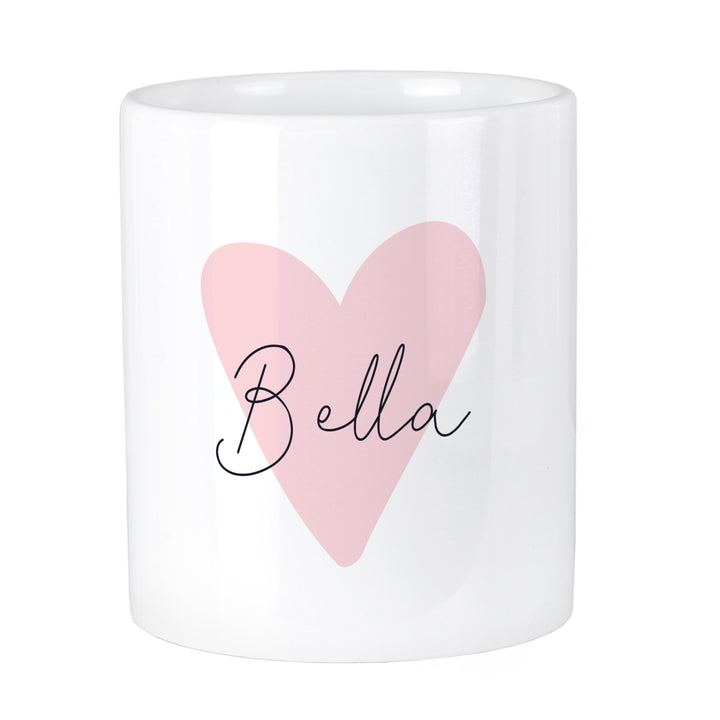 Personalised Pink Heart Ceramic Storage Pot - part of the Gifts Finder Personalised Storage Pots collection