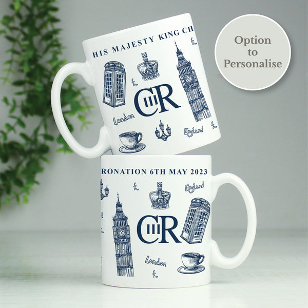 Buy Personalised King Charles III British Icons Coronation Commemorative Mug available now at www.giftsfinder.co.uk