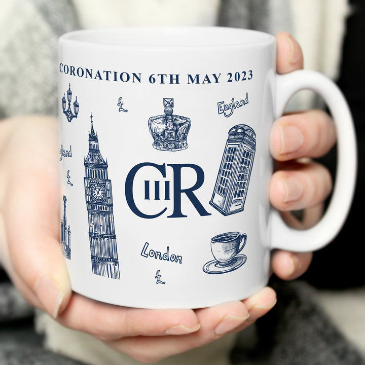 Buy Personalised King Charles III British Icons Coronation Commemorative Mug available now at www.giftsfinder.co.uk