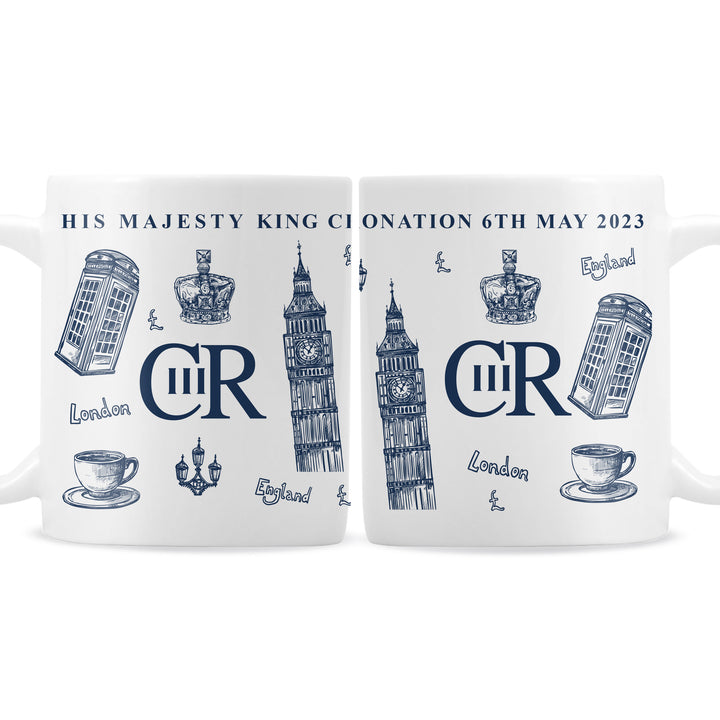 Buy Personalised King Charles III British Icons Coronation Commemorative Mug available now at www.giftsfinder.co.uk