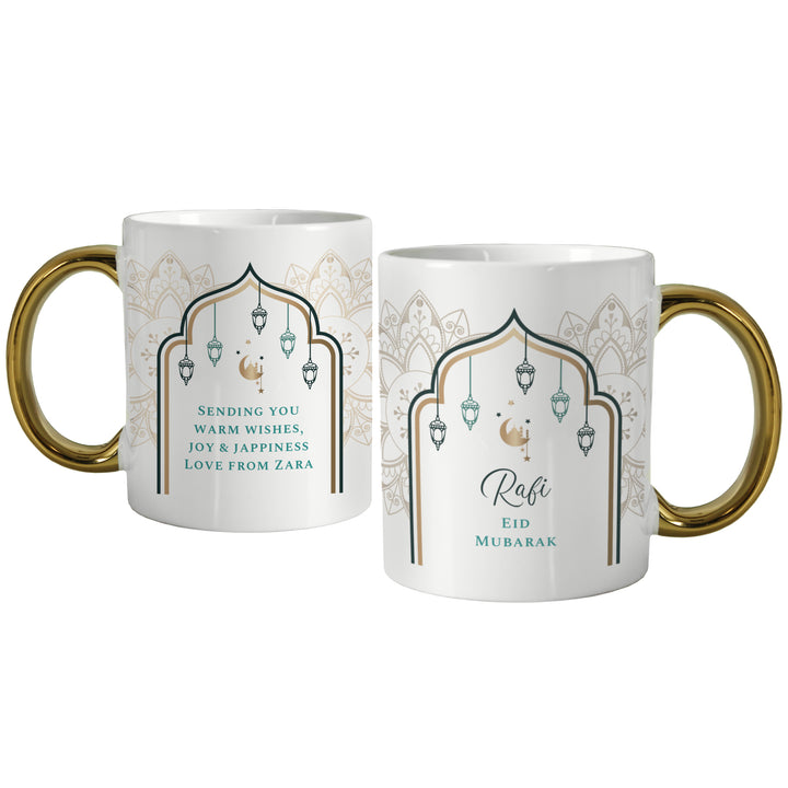 Buy Personalised Eid and Ramadan Gold Handled Mug available now at www.giftsfinder.co.uk