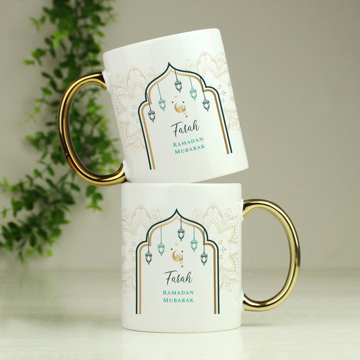 Buy Personalised Eid and Ramadan Gold Handled Mug available now at www.giftsfinder.co.uk