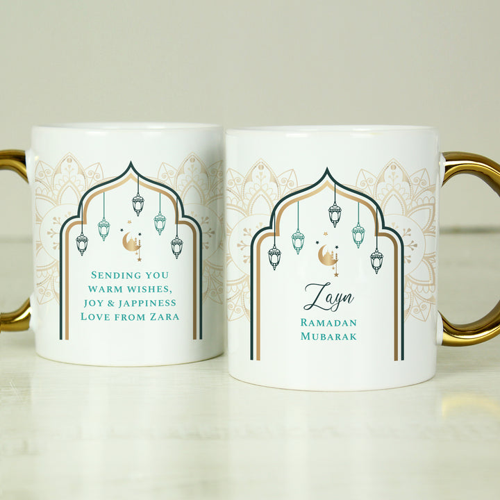 Buy Personalised Eid and Ramadan Gold Handled Mug available now at www.giftsfinder.co.uk