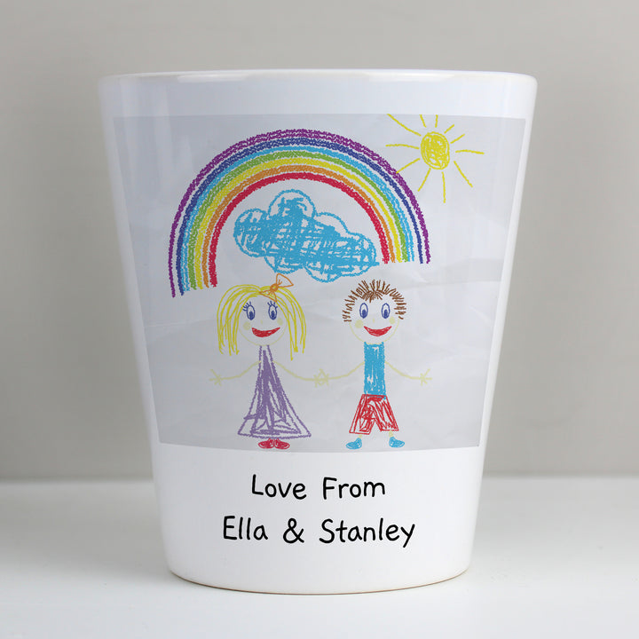 Personalised Childrens Drawing Photo Upload Plant Pot - part of the Gifts Finder Personalised Plant Pots collection