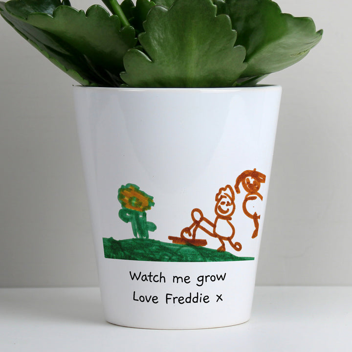 Personalised Childrens Drawing Photo Upload Plant Pot - part of the Gifts Finder Personalised Plant Pots collection