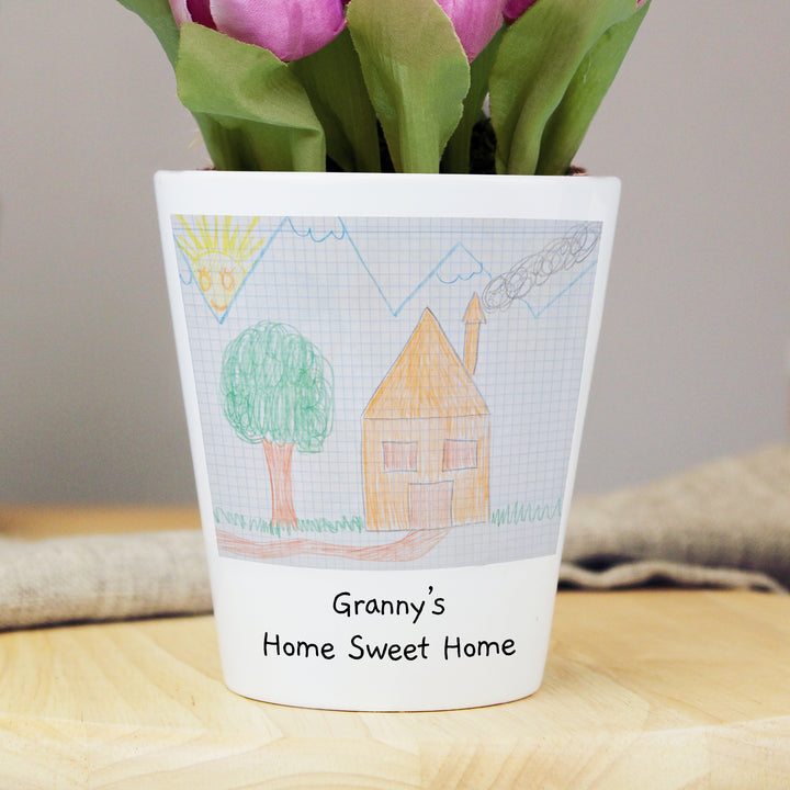 Personalised Childrens Drawing Photo Upload Plant Pot - part of the Gifts Finder Personalised Plant Pots collection